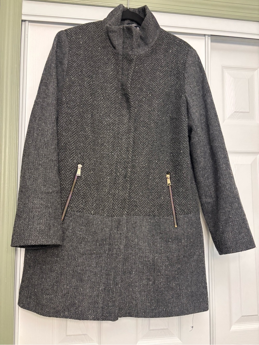 Women’s Nautica herringbone wool blend zip up coat size L